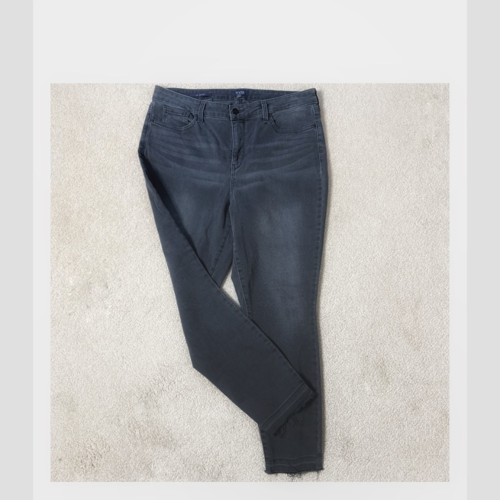 NYDJ Ami Skinny Jeans High Rise Lift Tuck Tech Released Hem Washed Black Size 14 - Picture 6 of 12